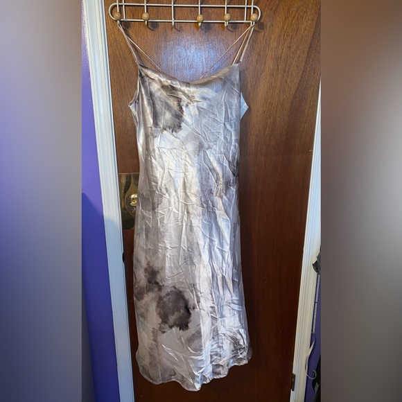 Satin Watercolor Cowl Neck Midi Dress XL - Picture 3 of 3